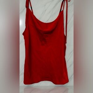 NWOT-SHEIN Solid Red Cowl Neck Duel Tie Shoulder Strap Tank Top Sz SMALL